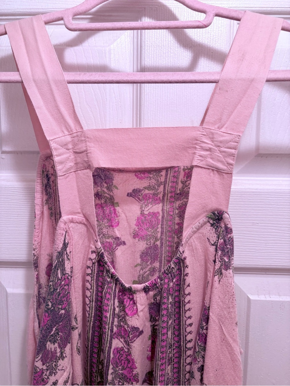 Y2K Free People Pink Floral Panel Apron Dress for Women - Picture 3 of 6